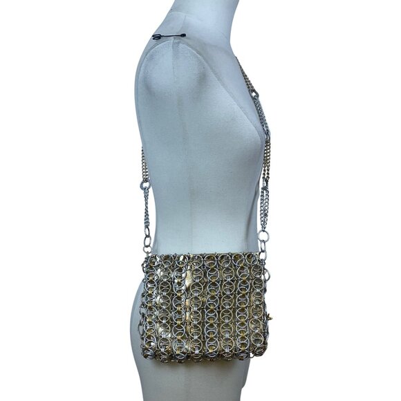 Magid Unisex Gold/Silver Chainmail Vintage Style Handmade Crossbody Bag - Picture 8 of 11